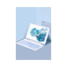 Apple İpad Pro 11 2024 Kılıf Kc01 Smart Klavyeli Tablet Kılıfı - Açık Mavi