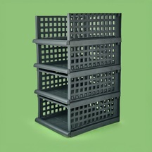 Maxi 4'lü Set Akıllı Raf - Antrasit - 34x45x18 Cm Çok Renkli