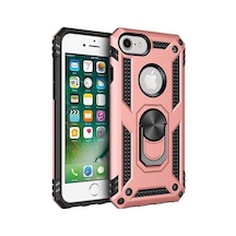 Apple Uyumlu iPhone 7 Kılıf Sert Silikon Yüzüklü Stand Özellikli Kapak