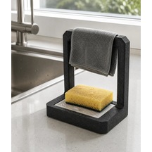 3d Baskı Süzdürmeli Mutfak Sünger Tutucu Bez Askılı Lavabo Sünger Standı Siyah Diğer