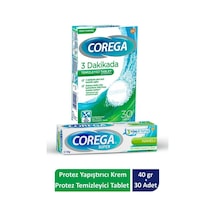 Corega Süper Protez Yapıştırıcı Krem 40 G + Corega Cleanser Bio Protez Temizleme Tableti 30'lu
