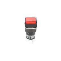 16mm  Kırmızı  Kare Ledli Yaylı Buton - 5 Pin 24V.DC 1NO+1NC