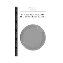 Özel Seri Plastik Tabak 25 Li Gümüş Salon Ev Sofra