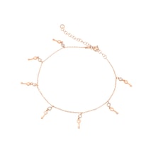 Brezza Lusso Jewelry Anahtar Model Sallantılı Taşlı Gümüş Kadın Ayak Halhal Rose