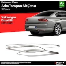 Volkswagen Passat B8 Krom Arka Tampon Alt Çıtası 3 Parça 2015 Üze