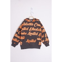 Toontoy Kız Çocuk Limited Baskılı Sweatshirt Antrasit Melanj