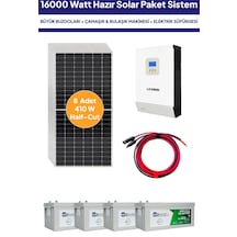 16 Kw 16000 Watt Güneş Enerjisi Hazır Solar Paket Sistem Half Cut Güneş Panelli