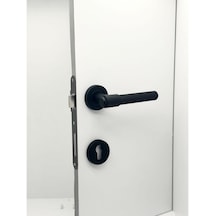 Punch Mat Siyah Rozetli Yale Çelik Kapı Kolu 1 Takım