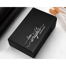 Bk Gift Kişiye Özel İsimli Tarihli Siyah Metal Sigara Tabakası 10