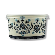 Mavi Karton Kağıt Çorba-aşure-tatlı-dondurma-yemek Kasesi -14 Oz Plastik Kapaklı Kase 100 Adet