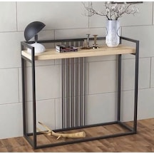 Dresuar Metal Ayaklı Ahşaplı Antre Hol Modern  Dresuar Siyah