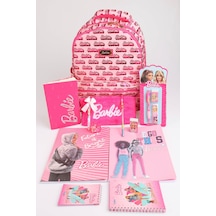X Dekomus Lisanslı Barbie "ıconic Monogram Collection" Büyük Boy Okul Ve Tüylü Çantası Kırtasiye Seti Altın