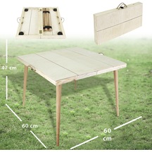 Okutan Hobi Katlanabilir Doğal Ağaç Kamp Ve Piknik Masası 60 X 60 X 47 Cm - Doğal Ağaç