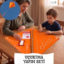 Uçurtma Yapım Seti / Naylon Elmas / Plastik Çıtalı / Turuncu