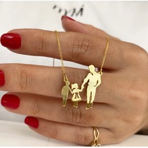 Simurg Jewellery Gümüş Baba Kız Erkek Çocuk Kolye