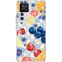 Xiaomi Mi 12t-12t Pro Uyumlu Sulu Boya Meyve Ve Çiçek Desenli Baskılı Silikon Kılıf Renkli