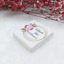 Doğal Taş Magnet Nikah Şekeri Nişan Hediyeliği Altın Çiç(30 Adet)