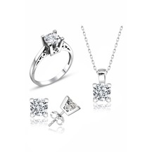 Sertifikalı Swarovski Özel Montür Tektaş 925 Gümüş Set