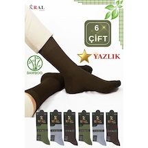 Kral Socks Bambu Erkek Soket Düz Uzun Çorap Klasik Yazlık Dikişsiz 6'lı Premium Set Asorti