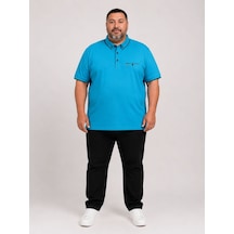 26-7057 Lacaton Erkek Büyük Beden Kısa Kol T-shirt Turkuaz