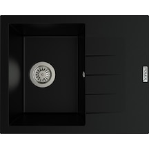 Polex Cristalüx Granit Evye P-S60 Siyah Tezgah Altı Ve Tezgah Üstü Kare Mutfak Evyesi 60.5x49.5 CM