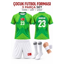 Yenteks Türkiye Uğurcan 23 Numara Çocuk Kaleci Forması 4 Parça Açık Yeşil