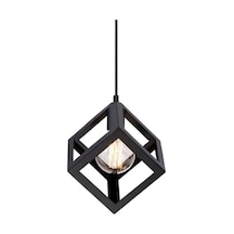 Rustik Retro Model Geometrik Sarkıt Metal Küp Avize Siyah Tek Ebat 3528-1blk Diğer