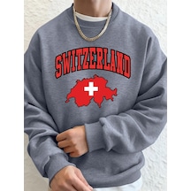 Startmore Tarzsokak Switzerland Swiss Flag Printing Men Hoodies Autumn Fleece Warm Sweatshirts Casual Loose Crewn Gri