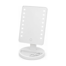 Led Işıklı Makyaj Aynası, Dokunmatik Sensörlü, Type-c Şarj Kablolu, Ayarlanabilir, 16 Led, Beyaz, Kare Tasarım Genel