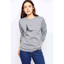 Eric Clapton Slowhand Front Baskılı Gri Kadın Sweatshirt