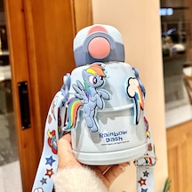 Cbtx My Little Pony Pipetli Paslanmaz Çelik Anaokulu Çocuk Matara Suluk 600 Ml Mavi