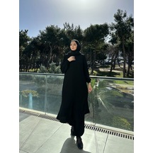 Günlük Ve Umre Kullanımına Uygun Rabia Kumaş Siyah İkili Takım