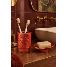 Dekoratif Özel Dokulu Cam Banyo Seti Diş Fırçalık Ve Sabunluk 2 Li Set Kırmızı - 925368073 Kırmızı - 925368073 Kırmızı