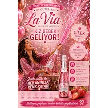 Simli Çilek Aromalı Alkolsüz İçecek Kız Bebek Pembe Renk Cinsiyet Partisi Şampanyası