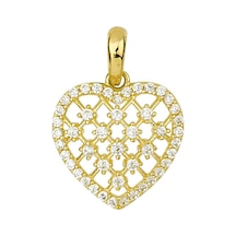 Goldkupe 14 Ayar Altın Taşlı Kalp Kolye Ucu 0,96 Gr-3407