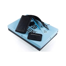 Muıni 2050 Erkek Kemer Hakiki Deri Cüzdan Kartlık Kalem 4'lü Takım 001