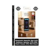 Bluetooth Hoparlör Rgb Işıklı Kablosuz Speaker Gts-2088 Siyah Seyyar Ofis Mini Boyut