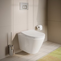 Beyaz Duroplast Klozet Kapağı İle Modern Ve Şık Kullanım Açık Bej