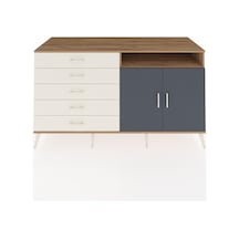 Kronos Konsol 2 Raflı 5 Çekmeceli 2 Kapaklı 176x59x99 Çam-antrasi Çam-antrasit/aytaşı
