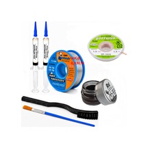 Lehimleme Seti 0,8 Mm 40 Gr Lehim Teli 2 Li Flux Cp-1515 Lehim Fitili Havya Ucu Temizleme Kremi 2fırça Seti St15