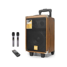 Bluetooth Hoparlör Fm Radyo 8 Inç Usb Tf Aux Çift Mikrofonlu Kumandalı - Ahşap Bq8 Evimdeyokyok