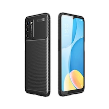 Oppo A55 5g Kılıf Karbon Görünümlü Silikon Kamera Korumalı Üstün Koruma Pazarplus Siyah
