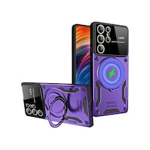 Newface Samsung Galaxy S24 Ultra Kılıf Joy Lens Standlı Kapak - Mor