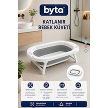 Katlanabilir Bebek Küveti Gri-beyaz Portatif Bebek Banyo Küveti