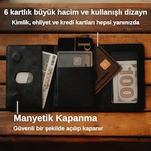 İphone İle Uyumlu Magsafe Özellikli Cüzdan Vegan Deri Güçlü Mıktanıs 6 Kart Hazneli Kartlık Siyah