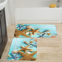 Eliana Home Dijital Baskılı 2'li Banyo Paspas Takımı Lna5017 Mavi