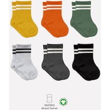 Bistyle 6lı Penye Çemberli Soket Çorap Bs6003 Turuncu 001