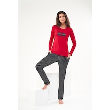 Pjs 22422 Kadın Baskılı O Yaka Pijama Takım