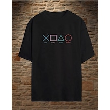 Startmore Unisex Şekil Baskılı Oversize Garalio T-shirt Siyah