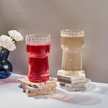 Perottii 15886 Stripe 2'li Bardak - Şeffaf - 400 Ml Renkli